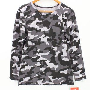 White Cross Camouflage Shirt Womens Multicolor Medical Crewneck Large L NWT